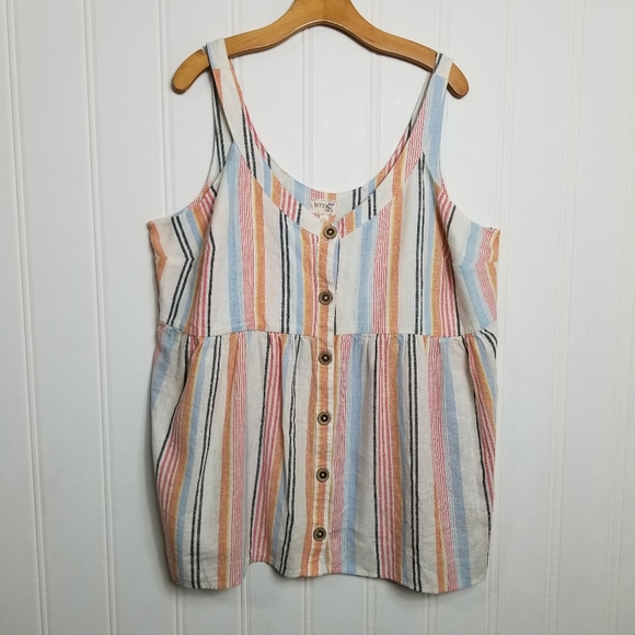 Terra & Sky Striped Button Front Linen Tank
Top 1X - Picture 2 of 9
